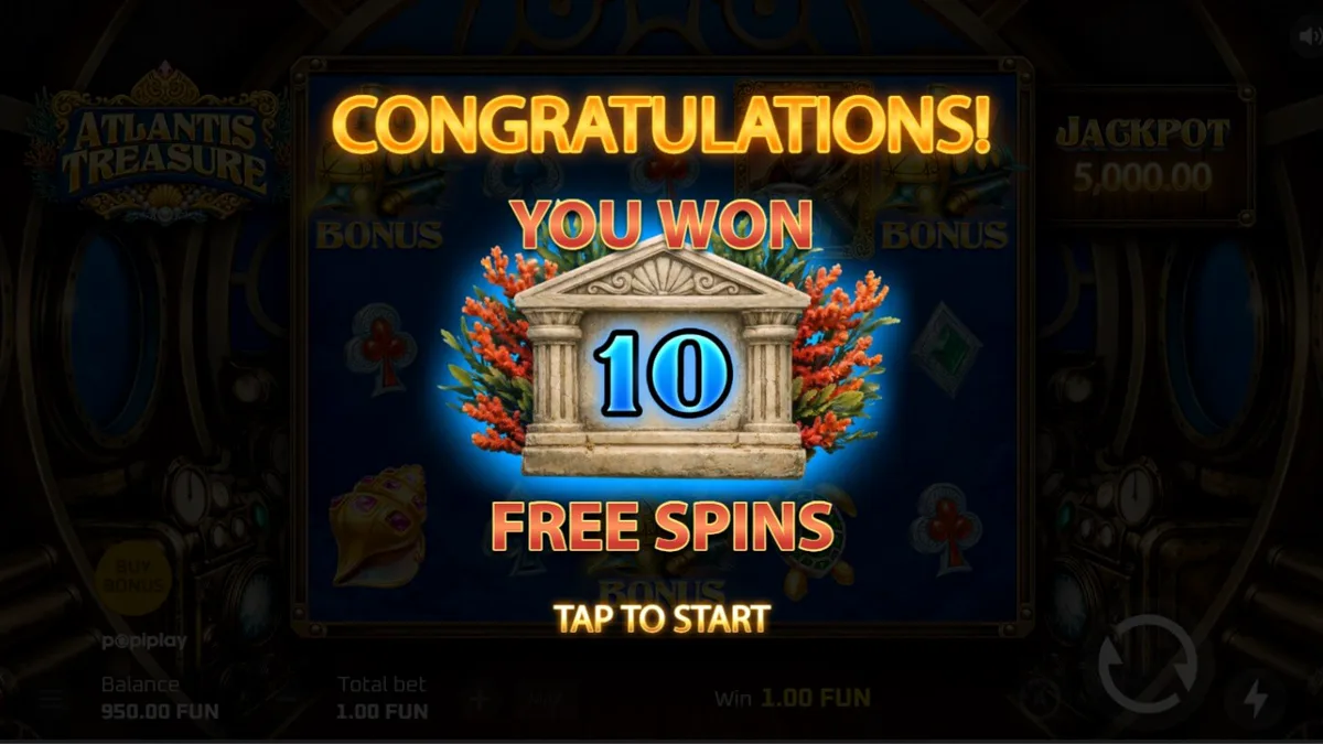 Pemandangan bawah laut steampunk dalam permainan slot Atlantis Treasure