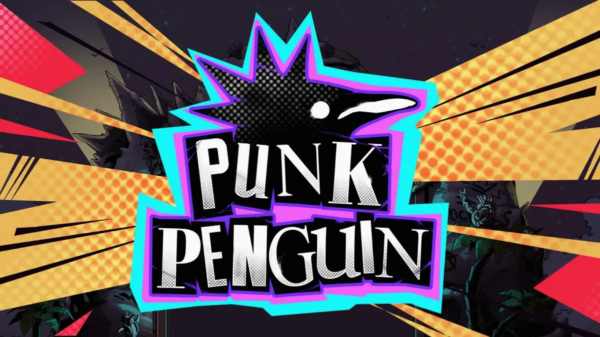 Penguin bergaya punk rock di panggung konser slot Punk Penguin